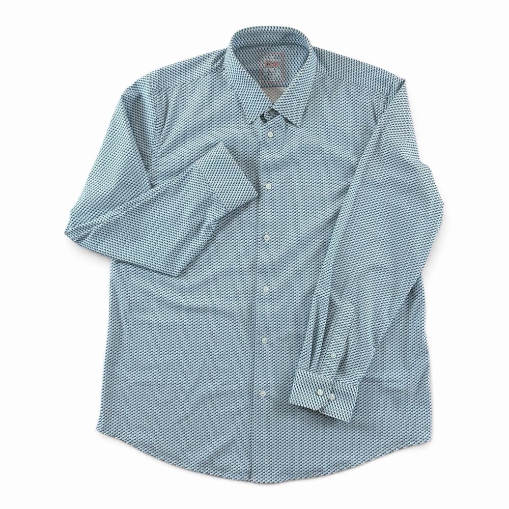 BlackBerrys Tech Pro Men's XL 42 Blue Geometric Slim Fit Long Sleeve Shirt